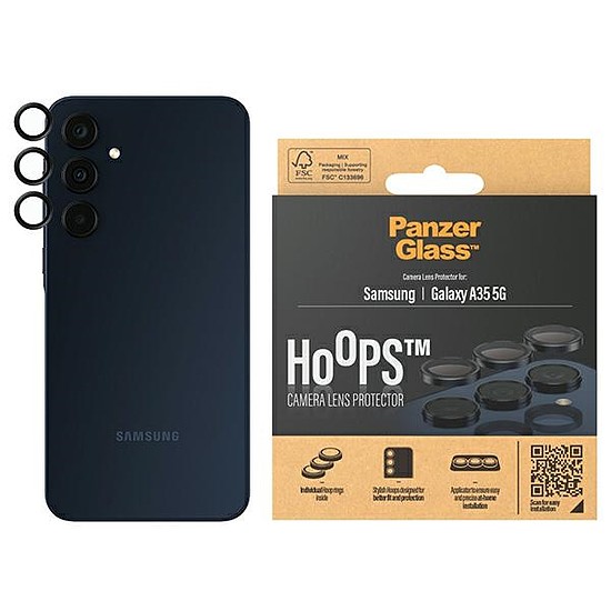 PanzerGlass Hoops kameravédelem Samsung Galaxy A35 5G-hez - fekete kerettel