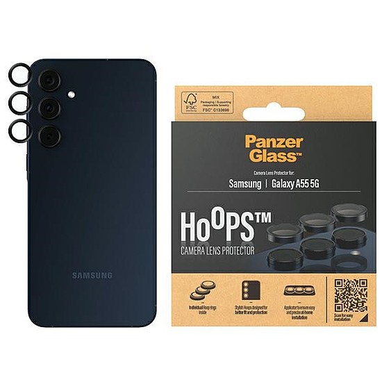 PanzerGlass Hoops kameravédelem Samsung Galaxy A55 5G-hez - fekete kerettel