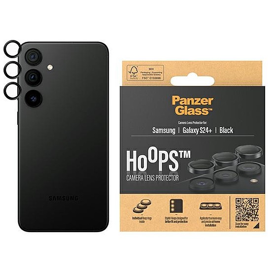 PanzerGlass Hoops Kameravédelem Samsung Galaxy S24+-hoz - fekete kerettel