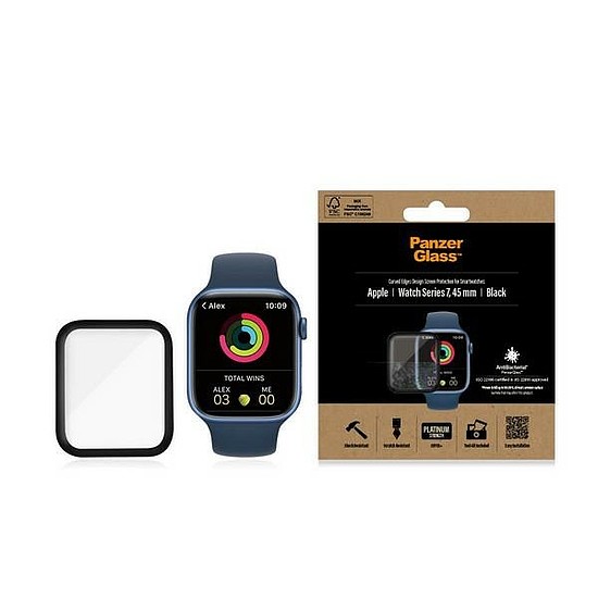 PanzerGlass ívelt edzett üveg Apple Watch 7 45mm-hez - fekete