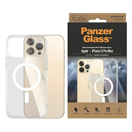 PanzerGlass kemény tok MagSafe antibakteriális katonai fokozatú tanúsítvánnyal rendelkező tokkal iPhone 13 Pro Max készülékhez - átlátszó