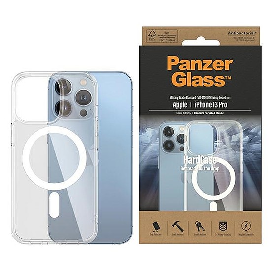 PanzerGlass kemény tok MagSafe antibakteriális katonai minősítésű tokkal iPhone 13 Pro készülékhez - átlátszó