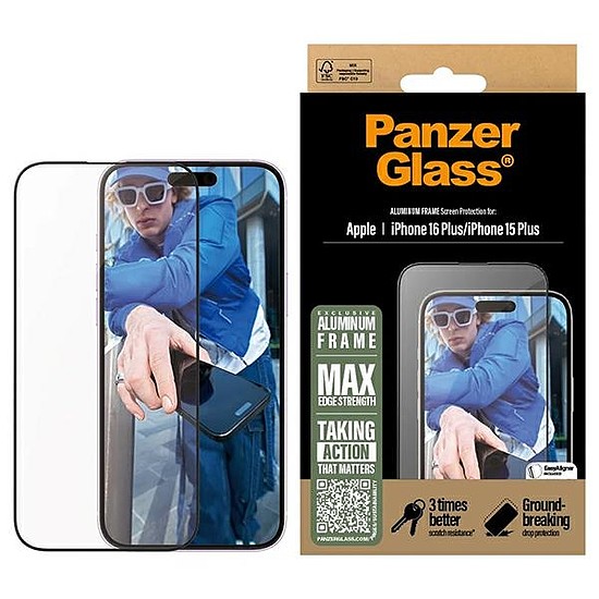 PanzerGlass képernyővédő fólia alumínium váz iPhone 16 Plus 6,7" Ultra-Wide Fit 2851