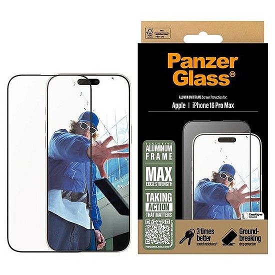 PanzerGlass képernyővédő fólia alumínium váz iPhone 16 Pro Max 6,9" Ultra-Wide Fit 2852