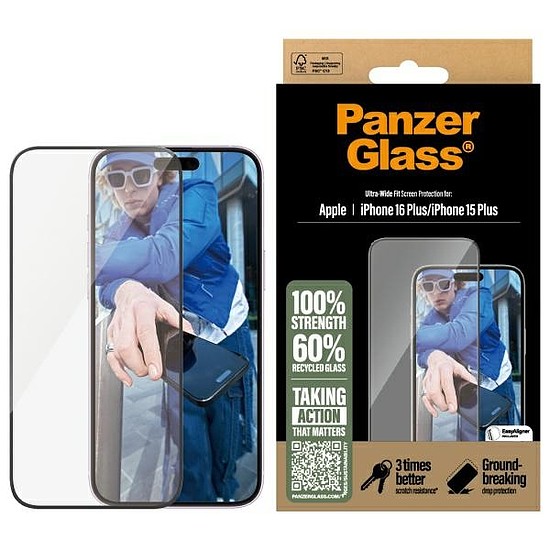 PanzerGlass képernyővédő fólia iPhone 16 Plus 6,7" Ultra-Wide Fit 2863