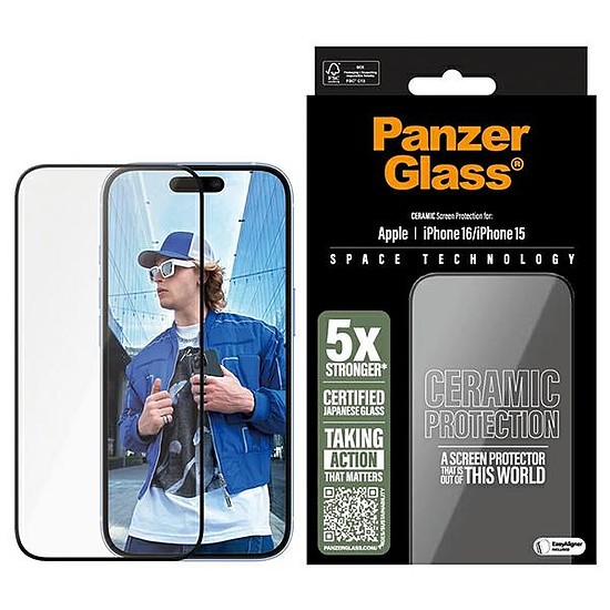 PanzerGlass kerámia képernyővédő fólia iPhone 16 6,1" Ultra-Wide Fit 2853