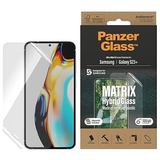 PanzerGlass Matrix hibrid üveg pozicionálóval Samsung Galaxy S23+ készülékhez