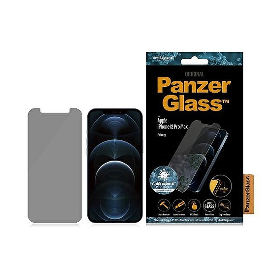 PanzerGlass Standard Super+ antibakteriális, privát edzett üveg iPhone 12 Pro Max készülékhez