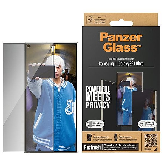 PanzerGlass Ultra-Wide Fit adatvédelmi edzett üveg pozícionálóval Samsung Galaxy S24 Ultra készülékhez