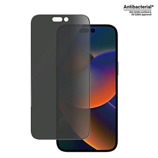 PanzerGlass Ultra-Wide Fit edzett üveg antibakteriális adatvédelem pozícionálóval iPhone 14 Pro Max készülékhez