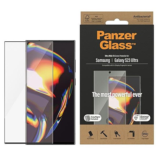 PanzerGlass Ultra-Wide Fit edzett üveg applikátorral Samsung Galaxy S23 Ultra készülékhez