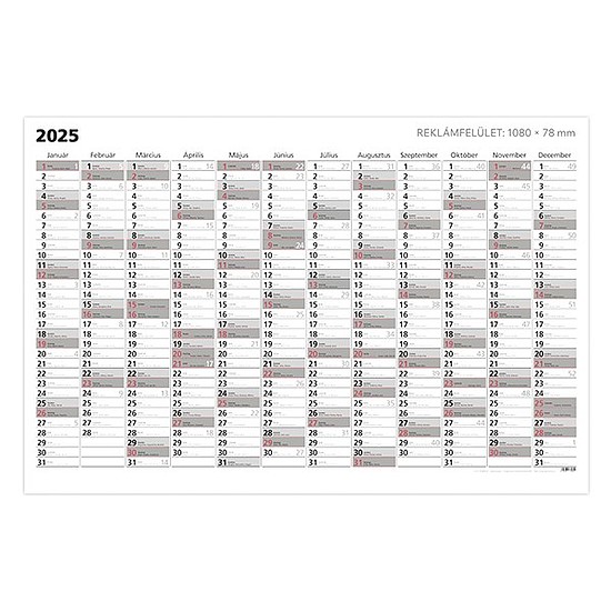 Plakátnaptár TOPTIMER T101 éves A/0 1180x800mm egyoldalas 2025.