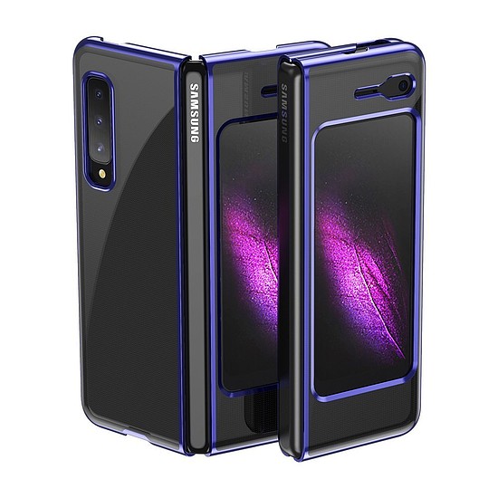 Plating Case kemény tok Galvanizáló keret Cover Samsung Galaxy Fold kék