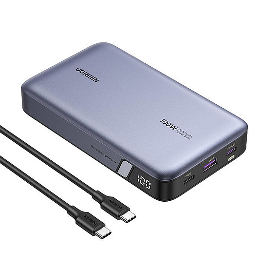 Powerbank 20000mAh Ugreen PB720, USB + 2x USB-C, 100W PD szary (25188)