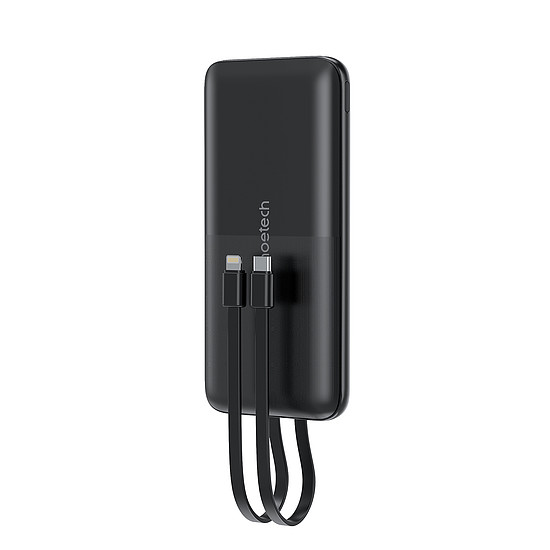 Powerbank Choetech B654 10000mAh 22,5W USB-A / USB-C / micro USB beépített USB-C-vel / Lightning kábel - fekete