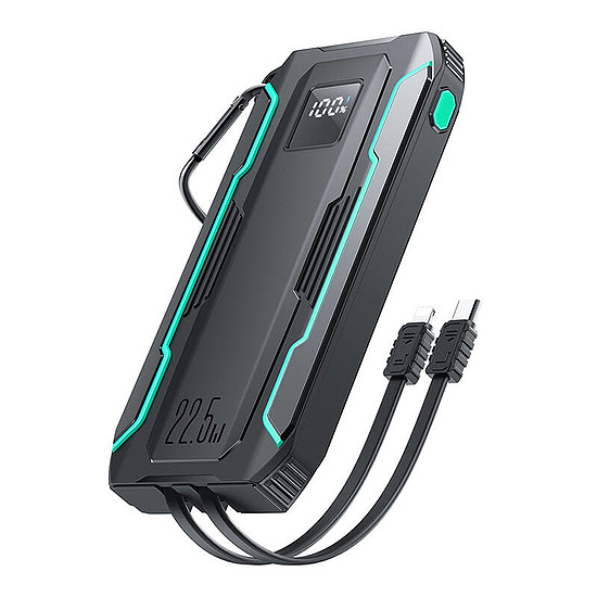 Powerbank Joyroom JR-L017 10000 mAh, 22,5 W, Lightning + USB-C kábellel fekete