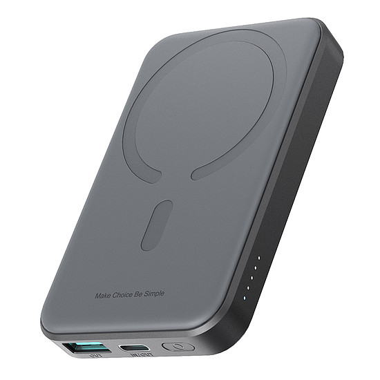 Powerbank Joyroom JR-W020 Mini 5000 mAh USB-A USB-C induktív 20 W - fekete + USB-C / USB-C kábel