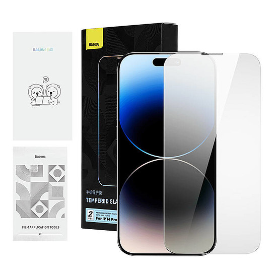 Privacy edzett Glass Baseus Iphone 14 Pro Max, 2db 2 tisztítókészlettel és porálló szerelőeszközzel (P60012018201-00)