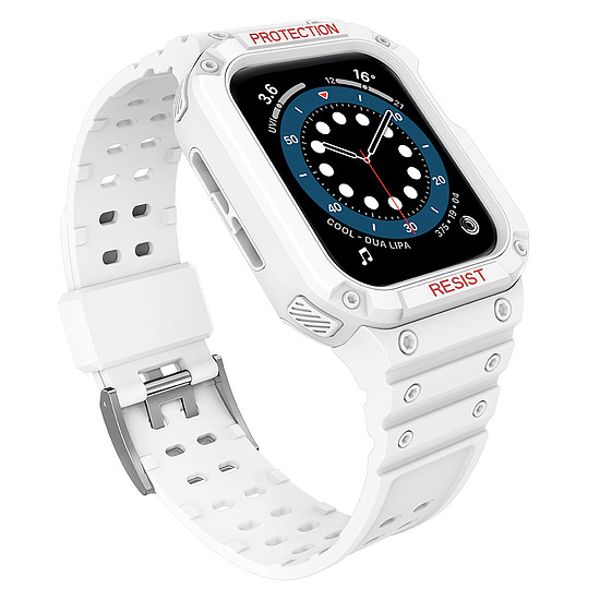 Protect Strap Band Case csuklópánt Apple Watch 7 / 6 / 5 / 4 / 3 / 2 / SE (45 / 44 / 42 mm) Case Armor óra fedél fehér