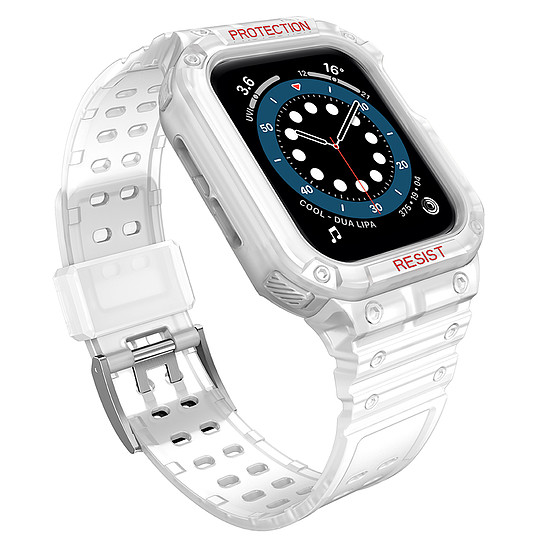 Protect Strap Band Case csuklópánt Apple Watch 7 / 6 / 5 / 4 / 3 / 2 / SE (45 / 44 / 42 mm) Case Armor óra fedél átlátszó