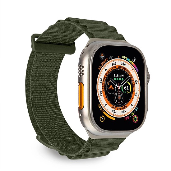 Puro Extreme nylon szíj Apple Watchhoz 42 / 44 / 45 / 49 mm - Sötétzöld