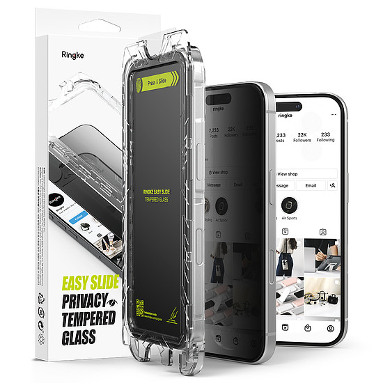 Ringke - Easy Slide Tempered Glass (2 csomag) - iPhone 16 Plus / iPhone 15 Plus - Adatvédelem