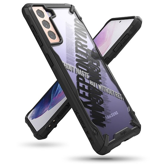 Ringke Fusion X Design tartós PC-tok TPU bumper Samsung Galaxy S21+ 5G (S21 Plus 5G) fekete (Cross) (XDSG0053) készülékhez