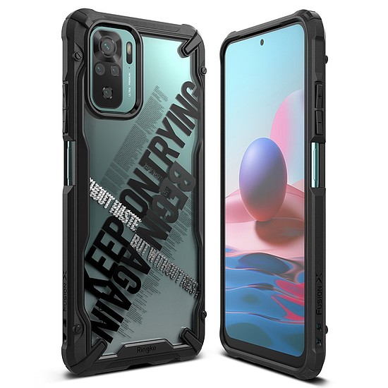 Ringke Fusion X Design tartós PC-tok TPU bumper Xiaomi Redmi Note 10 / Redmi Note 10S fekete (kereszt) (XDXI0030) készülékekhez