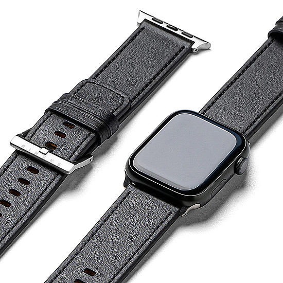 Ringke - Leather One Basic félkövér - Apple Watch 1/2/3/4/5/6/7/8/9/10/SE/SE 2/Ultra/Ultra 2 (42/44/45/46/49mm) - Fekete (KF2335887)