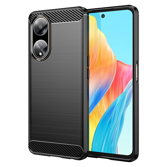 Rugalmas karbon mintás tok Oppo A98 5G Carbon Case-hez - fekete