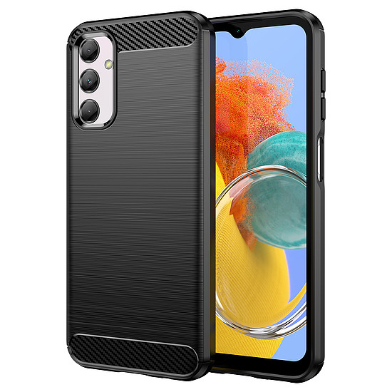 Rugalmas karbon mintás tok Samsung Galaxy M14 Carbon Case-hez - fekete