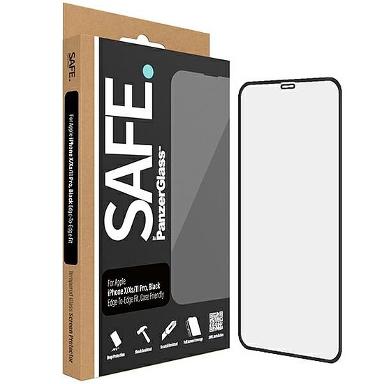 SAFE by PanzerGlass Edge-to-Edge edzett üveg iPhone 11 Pro / Xs / X készülékhez - fekete kerettel