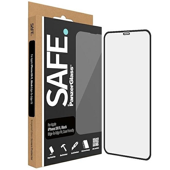 SAFE by PanzerGlass Edge-to Edge edzett üveg iPhone 11 / Xr telefonhoz - fekete kerettel