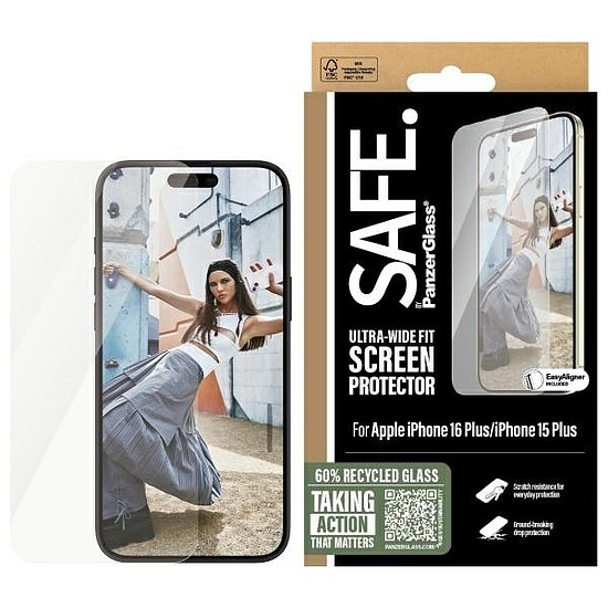 SAFE by PanzerGlass iPhone 16 Plus 6,7" képernyővédő fólia, ultraszéles illeszkedés SAFE95877