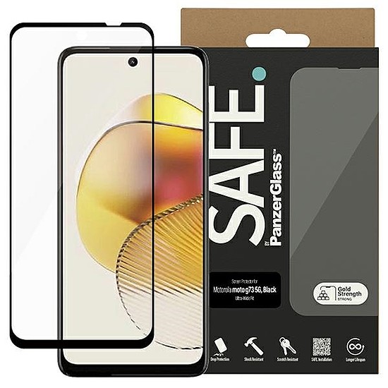 SAFE by PanzerGlass Ultra-Wide Fit edzett üveg Motorola Moto G73 5G-hez - fekete kerettel