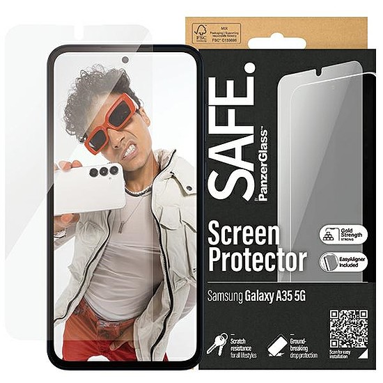 SAFE by PanzerGlass Ultra-Wide Fit edzett üveg pozicionálóval Samsung Galaxy A35 5G készülékhez