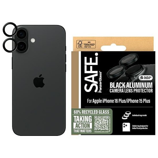 SAFE PanzerGlass iPhone 16 6,1" / 16 Plus 6,7" lencsevédő fekete/fekete SAFE95890