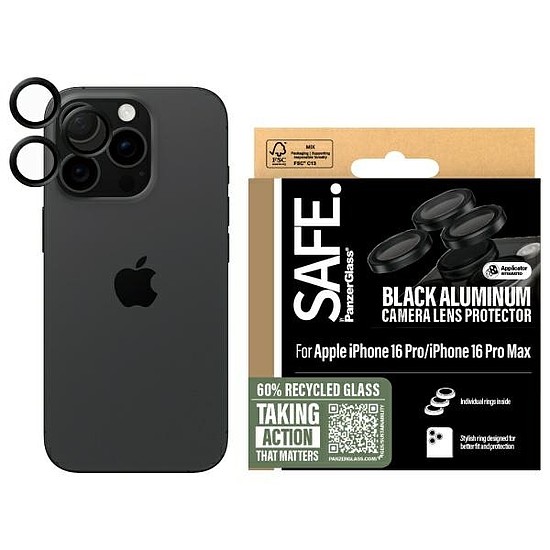 SAFE PanzerGlass iPhone 16 Pro 6,3" / 16 Pro Max 6,9" lencsevédő fekete/fekete SAFE95891