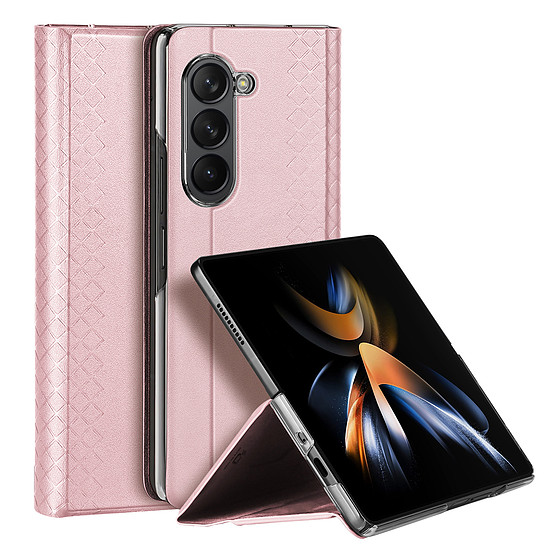 Samsung Galaxy Z Fold5 5G Dux Ducis Bril pénztárca flip bőr tok - rózsaszín