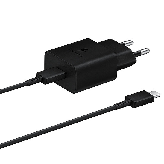 Samsung USB fali töltő Type C 15W PD AFC + USB Type C kábel fekete (EP-T1510XBEGEU)