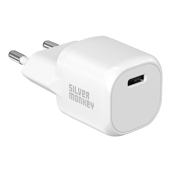 Silver Monkey Mini USB-C 20W PD fali töltő - fehér