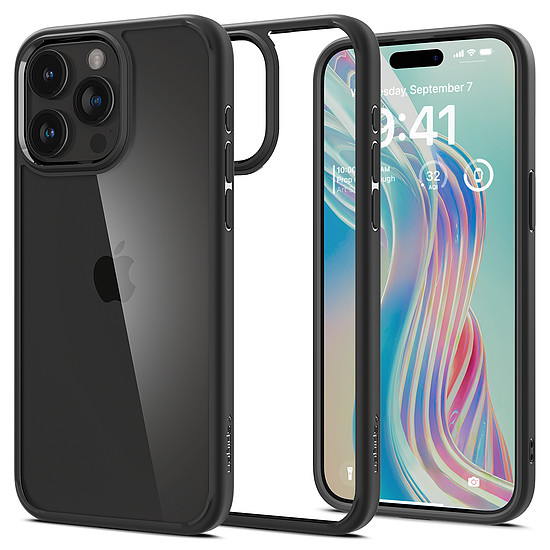 Spigen Crystal Hybrid, matt fekete - iPhone 15 Pro