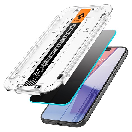 Spigen Glas.tR EZ Fit adatvédelmi edzett üveg iPhone 15 Pro készülékhez