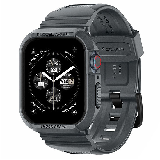 Spigen - Rugged Armor Pro - Apple Watch 4/5/6/SE/SE 2/7/8/9 (44mm/45mm) - Sötétszürke