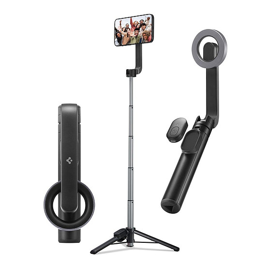 Spigen - Selfie Stick (S570W) - MagSafe kompatibilis, stabil, Bluetooth 5.0, iOS és Android rendszerhez, 67 cm - Fekete