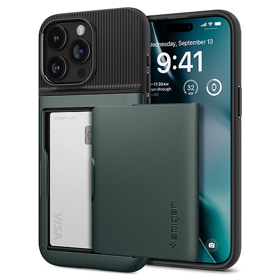 Spigen Slim Armour CS, mélyzöld - iPhone 15 Pro