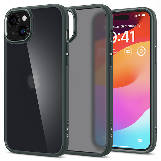 Spigen Ultra Hybrid tok iPhone 15-höz - sötétzöld