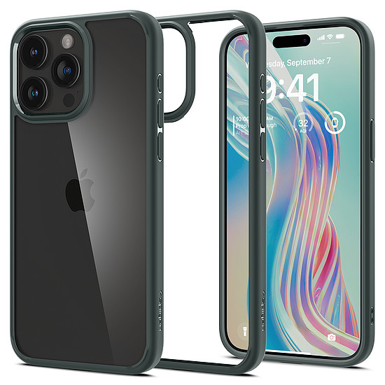 Spigen Ultra Hybrid tok iPhone 15 Pro Max telefonhoz - sötétzöld