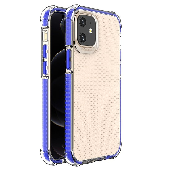 Spring Armor átlátszó TPU gél masszív védőborítás színes kerettel iPhone 12 mini kék telefonhoz