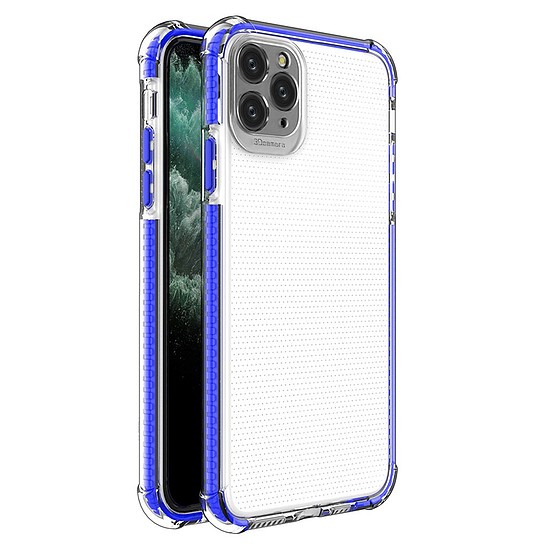 Spring Armor átlátszó TPU gél masszív védőburkolat színes kerettel iPhone 11 Pro Max kék telefonhoz